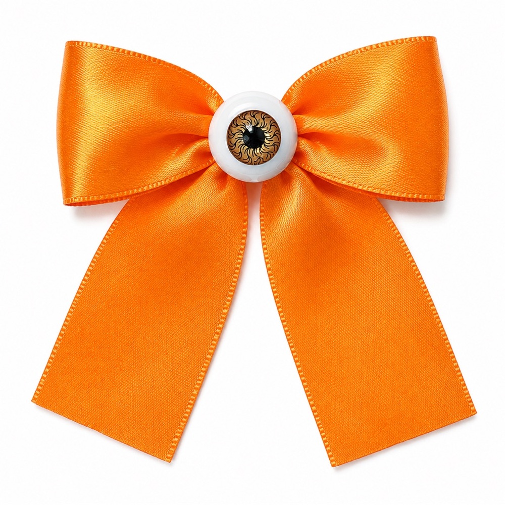 Bow Eyeball Clip – 1.5” Ribbon - Jack O’ Lantern